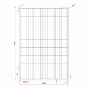 120W Fibreglass panel Junction box Dimensions Front