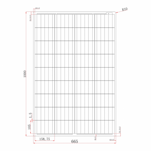 120W Black Semi-flexible Fibreglass Solar Panel with Round Rear Junction Box & 3m cable, ETFE - Image 2
